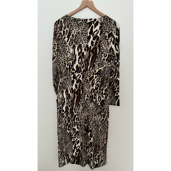 Chico's Black Label Leopard Print Wrap Dress sz 8 - Picture 6 of 12